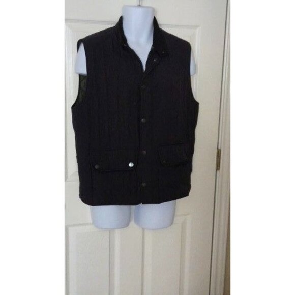 UNTUCKit Woodcrest Vest Men M Black Full Zip Quilted Snaps Pockets Nylon Medium - Picture 2 of 7